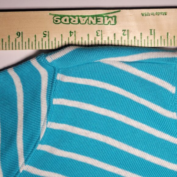 L.L. Bean Womens Sky Blue and White Striped 1/4 Zip Long Sleeve Shirt Size 2X - Picture 8 of 13